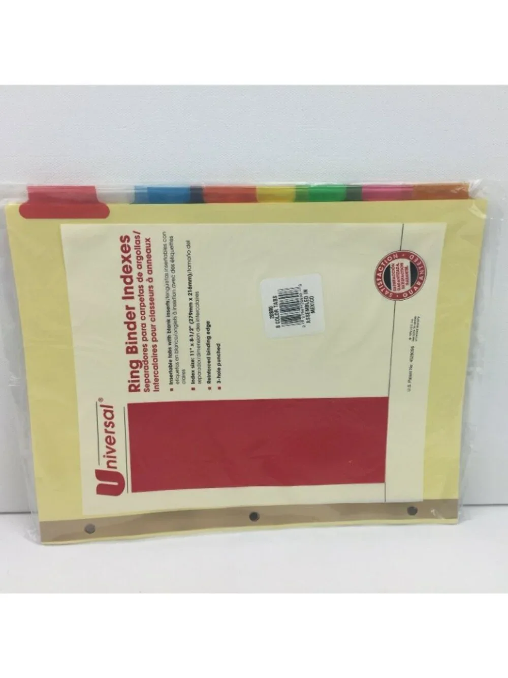 Universal Ring Binder Indexes 8 Colored Tabs Paper Organizers Inserts 8.5